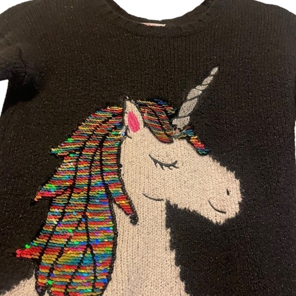 Justice Unicorn Reversible Sequin Black Sweater Girls Size 10 - Picture 2 of 8